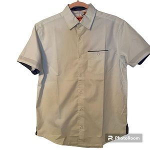 Free planet  men’s size small aqua button down short sleeve shirt